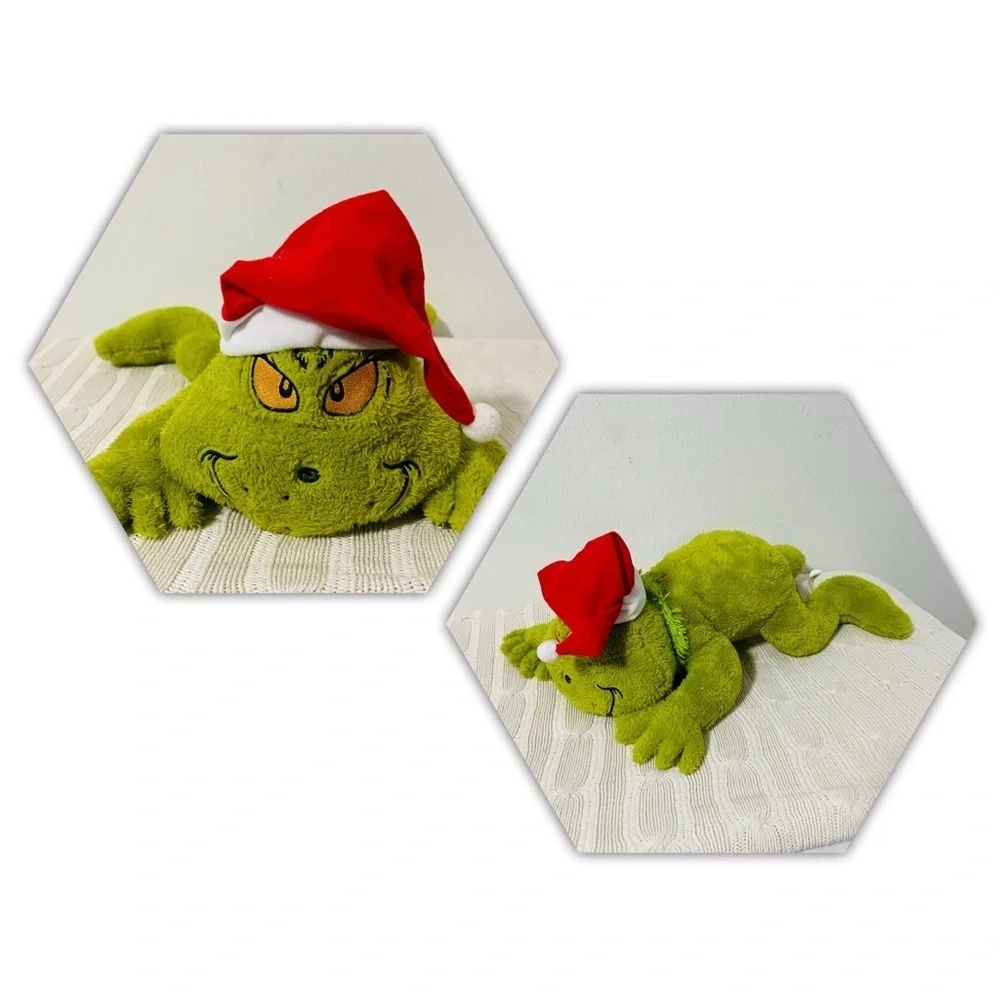 The Grinch Holiday Floppy Plush Pillow with Red Santa Hat How the Grinch Stole